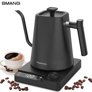 SMANG 1200W 구즈넥 전기 주전자 1L 온도 조절 커피 주전자 푸어오버 커피 주전자 급속 가열 주전자