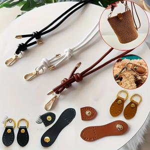 5종 DIY 직조 가방 액세서리 세트, PU 가죽 조절 가능 버클, 조롱박 모양 걸쇠, 세련된 PU 가죽 어깨끈, 수제 재료 포함, DIY 지갑 제작 키트