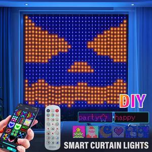 스마트 커튼 조명 RGB 색상 변경 요정 조명, 앱 원격 제어 및 음악 동기화 기능, USB 전원 공급, 파티, 파티오, 정원 장식용