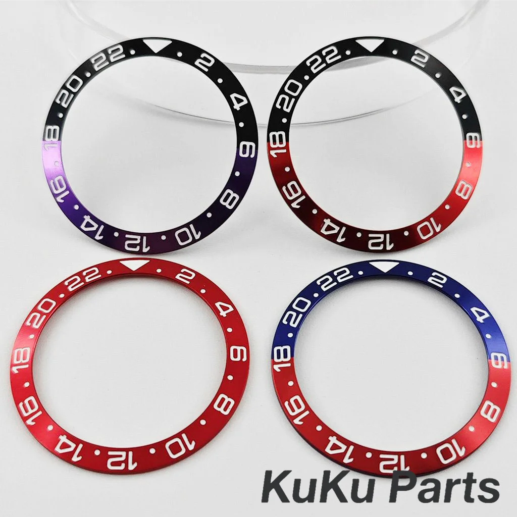 슈페리어 GMT 38MM 슬로핑 다이빙 알루미늄 GMT 시계 인서트 시계 교체용 베젤 인서트 링 NH35 NH36 NH34 시계 부품