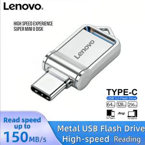 레노버 고속 USB 3.0 타입-C OTG 메탈 펜 드라이브 휴대용 플래시 드라이브 메모리 스틱 512GB 256GB 128GB (폰 네트워크 카드용)
