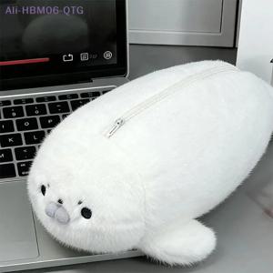 재미있는 귀여운 물개 인형 필통 높은 미적 가치 수납 가방 대용량 플러시 문구 가방 학생 학용품