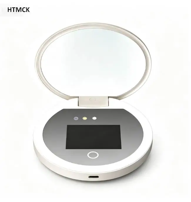 2026년형 UV 감지 메이크업 거울 LED 조명 자외선 차단제 확인 거울 1000mAh 충전식 3가지 조명 모드 휴대용 뷰티 도구