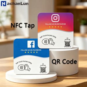 NTAG215 프로그래밍 가능 NFC 스탠딩 카드, 편집 가능한 13.56MHz QR 코드, 구글 리뷰, 사각 테이블 디스플레이 카드 (비즈니스용)