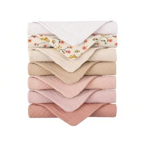 7PCS 아기 거즈 트림 천 4겹 거즈 통기성 부드러운 유아용 세안 타월 침 흘림 방지 턱받이 손수건