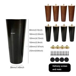 4Pcs 높이 8-25CM 커피 테이블 침대 TV 캐비닛 및 의자 교체용 다리 나사 나무 소파용 원목 가구 다리