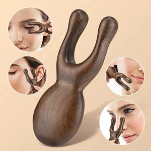 1/2개 나무 코 마사지기, 얼굴 마사지 스틱, 지압 마사지, 백단향 마사지 도구 (괄사용)