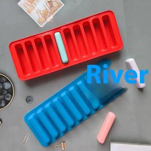 실리콘 롱 스트립 아이스 큐브 몰드 초콜릿 젤리 비스킷 DIY 베이킹 아이스크림 바 트레이 주방 도구 10칸