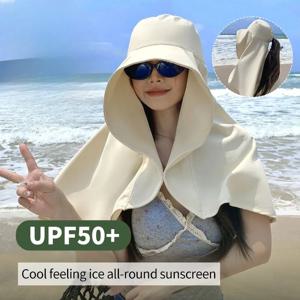 UPF50+ 여성용 태양 모자(목 커버 포함) 접이식 와이드 브림 메쉬 통기성 여름 해변 여행 야외 UV 보호 캡