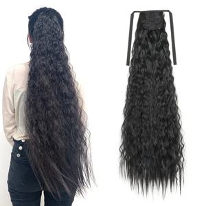 85cm 합성 긴 곱슬머리 헤어 익스텐션 내열성 포니테일 더 부드럽고 가벼운 푹신한 섬유 헤어피스 여성용