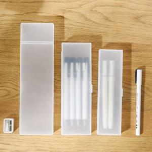 S/M/L 반투명 서리로 덥은 연필 케이스 간단한 플라스틱 펜 상자 다기능 편지지 보관 상자 주최자