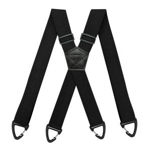 남성용 새로운 헤비듀티 작업용 서스펜더, 3.8cm 폭, 플라스틱 그리퍼 클래스프, 조절 가능한 탄성 바지 브레이스-블랙 1개
