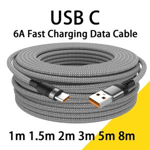 USB 유형 C 6A 화웨이 USB C 용 슈퍼 충전 케이블 Xiaomi Vivo Leeco OnePlus Oppo 용 확장 1m 2m 3m 5m 8 미터 케이블