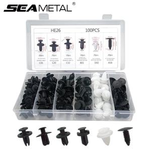 SEAMETAL 100개 자동차 패스너 클립 키트 펜더 리벳 클립 차체 푸시 리테이너 핀 리벳 범퍼 도어 트림 패널 리테이너 클립