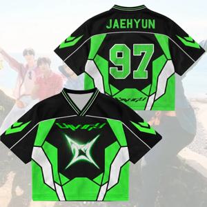 여성용 JAEHYUN 97 NCT 127 블링 앨범 컴백 믹스 메쉬 저지 팬들을 위한 선물 메쉬 스타 그래픽 Y2K 오버사이즈 스트리트웨어