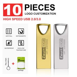 Zsuit 10Pcs USB 플래시 드라이브 64GB 펜 드라이브 2G 4G 8G 금속 펜 드라이브 Usb 스틱 32G 메모리 스틱 무료 사용자 정의 로고 플래시 Usb 3.0
