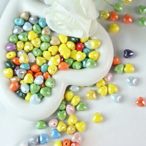 하트 모양 광택 세라믹 비즈, 도자기 루즈 스페이서 비즈, 쥬얼리 제작, DIY 팔찌, 목걸이 공예, 10 개, 12mm