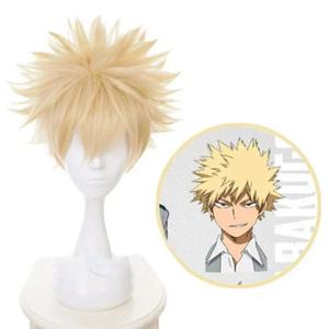 My Hero Academia Baku No Hero Bakugou Katsuki Bakugo 합성 가발 짧은 리넨 금발 내열성 코스프레 의상 애니메이션 가발