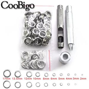 100 세트 금속 구멍 그로멧 펀치 설치 도구 세트 벨트 의류 캔버스 커튼 신발 텐트 2mm 3mm 4mm 5mm 10mm 12mm 17mm