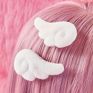 2쌍 슈퍼 귀여운 천사 날개 플러시 헤어핀 소녀 헤어 클립 액세서리 바레트 헤어그립 헤드드레스 헤어클립 장식품