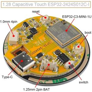 1.28인치 원형 IPS 디스플레이 240x240 ESP32-C3 GC9A01 터치 스크린 모듈 스마트 워치 IoT 웨어러블 프로젝트용