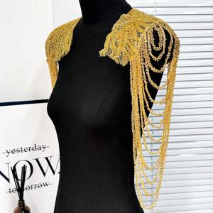 Sequince 파란색 된 유니폼 Epaulets 남자 여자 코스프레 파티 의상 액세서리 무대 공연을위한 어깨 랩 쥬얼리