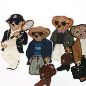 대형 곰 의류 패치 손바느질 자수 패치 의류 장식 액세서리 바느질 아플리케 DIY 공예 배낭 섬유