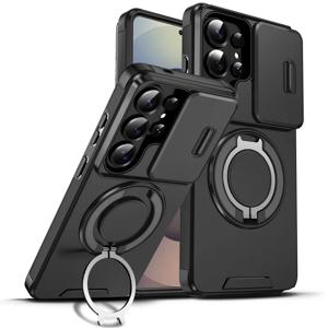 레ঙ케 SM S26U S26 폰 케이스 슬라이딩 카메라 커버 360 ° 회전식 킥스탠드 자석식 차량용 거치대 충격 방지 보호 폰 케이스