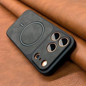 아이폰 13 14 15 16 17 17air Pro Max용 고급 인조가죽 무광 마그네틱 폰 케이스 (Magsafe 무선 충전 커버)