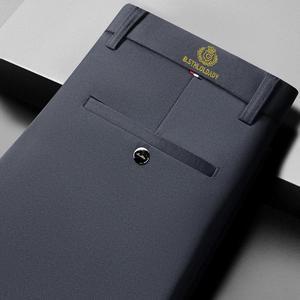 남성 레귤러 핏 드레스 팬츠 비즈니스 캐주얼 바지 자수 스트레치 골프 팬츠 파티용 경량 바지