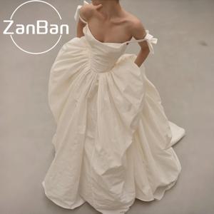 ZanBan 모던 뉴 A-라인 웨딩 드레스 2026 스파게티 스트랩 민소매 맞춤형 신부 가운 공주 파티 베스티도 드 노이바