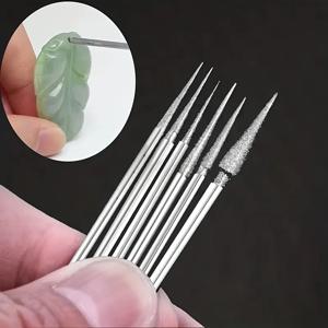 6개 1-4mm 다이아몬드 그라인딩 헤드 니들 비트 버 그레이빙 조각 도구 2.35mm 섕크 D