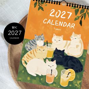 1pc 2027 벽걸이 달력, 사계절 고양이 테마, 12개월 월간 플래너, 생일, 크리스마스, 새해를 위한 완벽한 선물