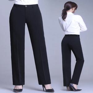 비즈니스 바지 스트레이트 레그 슬림핏 작업복 블랙 하이 웨이스트 롱 바지 여성용 여름 전문 오피스 캐주얼 바지