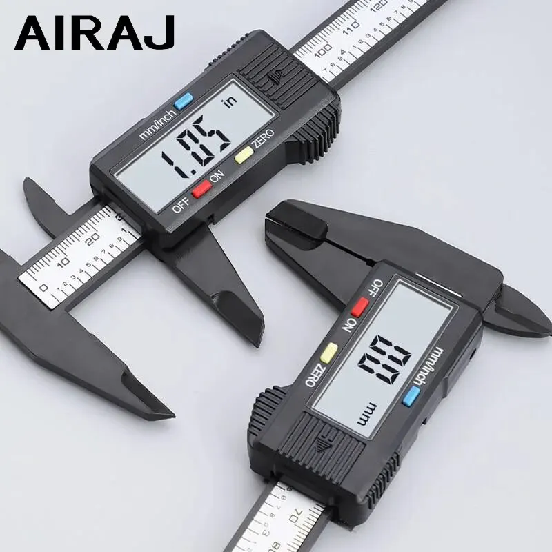 AIRAJ 버니어 켈리퍼 플라스틱 디지털 켈리퍼, 인치 메트릭 분수 변환, 대형 LCD 디스플레이 측정 도구