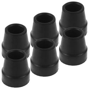 6개입 쿼드 지팡이 고무 발바닥 16mm 교체용 팁 지팡이 바닥 고무 패드 미끄럼 방지 노인 이동 보조 지팡이 검정색