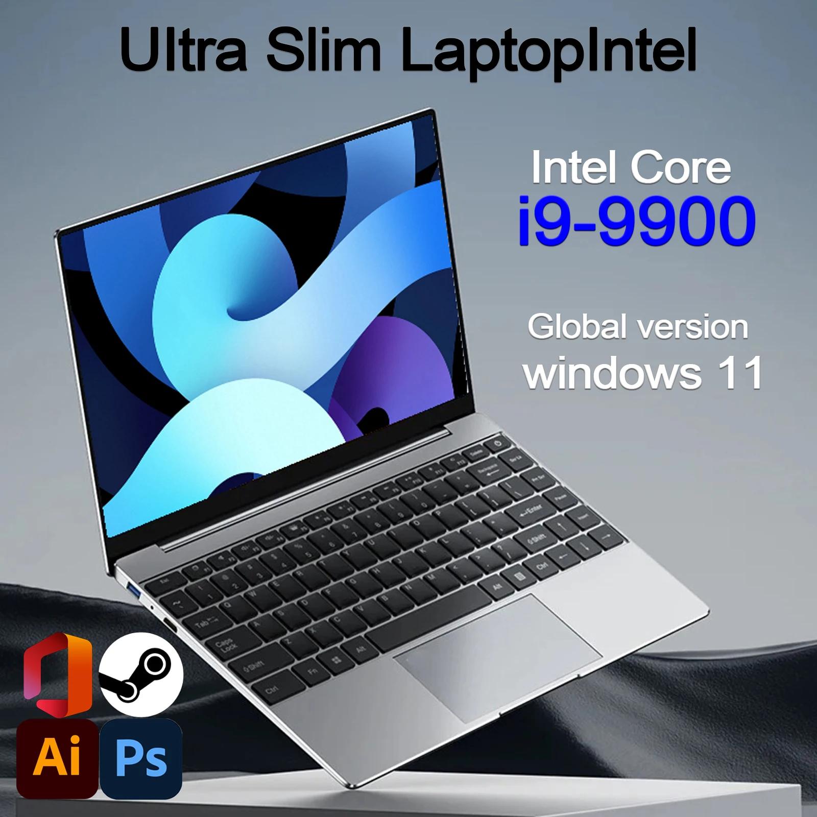 NONE 울트라 슬림 노트북 인텔 코어 i9 9900 14.1인치 노트북 5.3GHz 16MB 45W 32GB 2TB M.2 SSD 게이밍 노트북 오피스 프로 맥스 HD