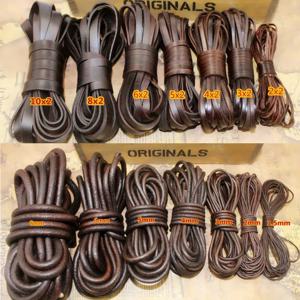 2 미터 1-8mm 레트로 브라운 진짜 정품 가죽 코드 라운드 플랫 로프 문자열 DIY 목걸이 팔찌 쥬얼리 액세서리 만들기