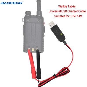 Baofeng 워키 토키 범용 USB 충전기 케이블 BaoFeng UV-5R UV-82 BF-888S TYT Retevis RadioDuaArahdenganLampuIndikator