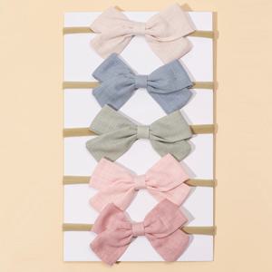 5 개/대 솔리드 컬러 어린이 모자를 쓰고 있죠 아기를위한 탄성 헤어 밴드 귀여운 코튼 Bowknot 머리띠 유아 소녀 헤어 액세서리