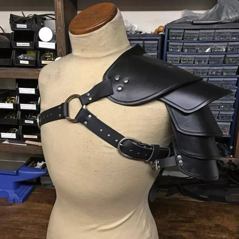중세 바이킹 해적 기사 어깨 갑옷 로마 검투사 코스프레 의상 액세서리 Steampunk 고딕 가죽 Pauldrons LARP