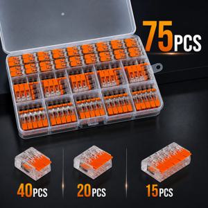 10-75PCS 전기 레버 와이어 커넥터 2/3/4/5 포트 빠른 배선 터미널 소형 케이블 접합 커넥터 DIY 키트 450V/32A