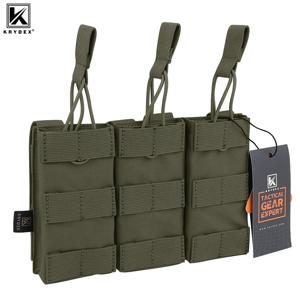 KRYDEX 전술 5.56 MOLLE 탄창 파우치 M4 M16 AR 15 사냥 액세서리용 트리플 오픈탑 탄창 파우치