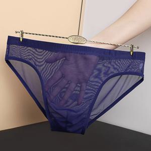 플러스 사이즈 남성 섹시한 메쉬 투명 울트라 얇은 속옷 뜨거운 남자 팬티 Sheer 통기성 여름 남성 팬티