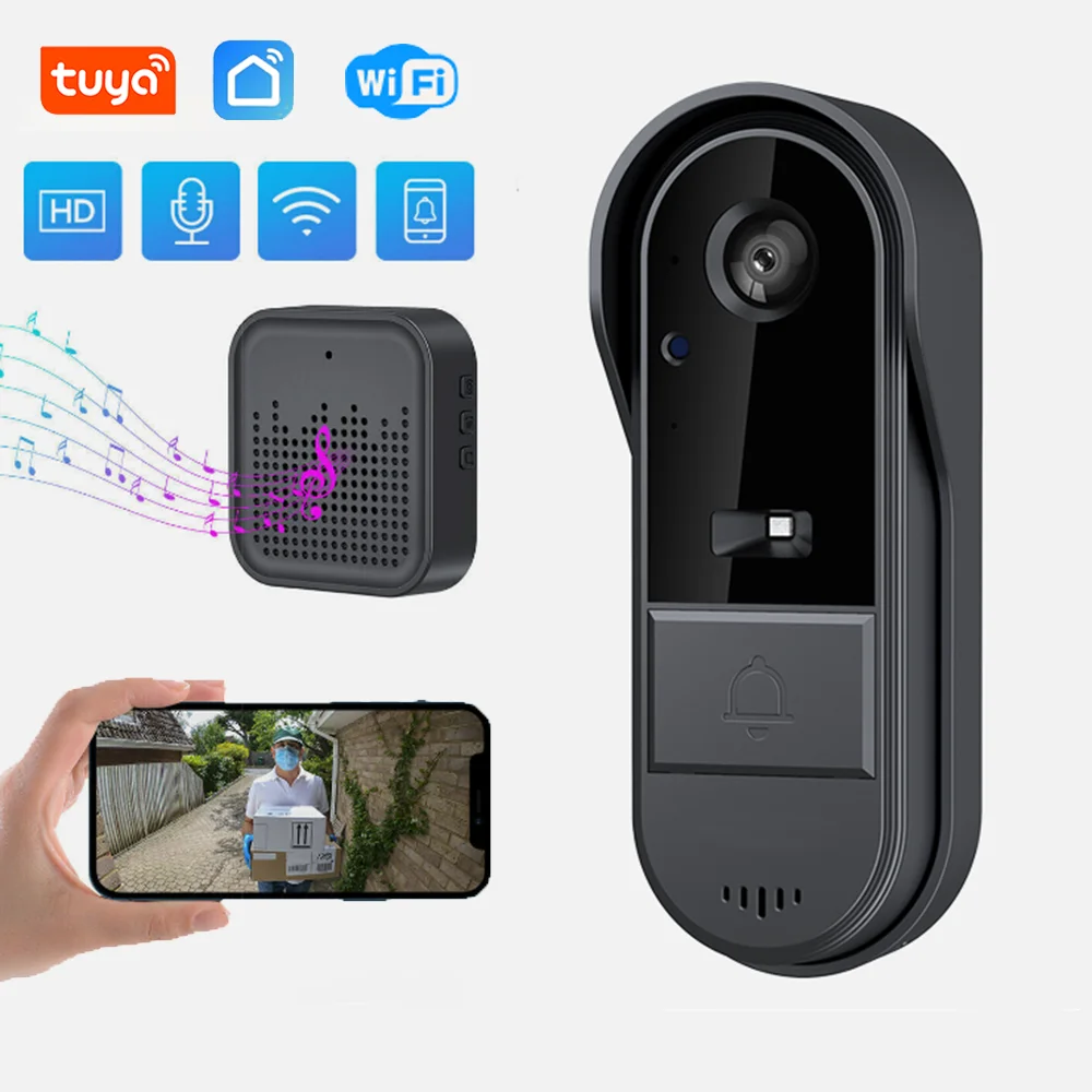 Tuya WiFi 무선 비디오 초인종 카메라 HD 비디오 인터콤 스마트 홈 보안 보호 홈 오피스용 야간 투시경