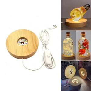 나무 데스크탑 장식 조명 라이트 베이스 야간 조명 나무 LED USB 디스플레이 라이트 디스플레이 스탠드 램프 홀더 램프 아트 장식품