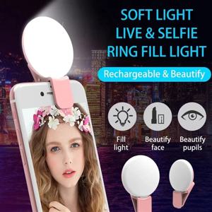 휴대용 LED 램프 폰 라이브 비디오 뷰티 라이트 범용 휴대폰 셀카 조명 USB 충전 사진촬영 클립 링 라이트
