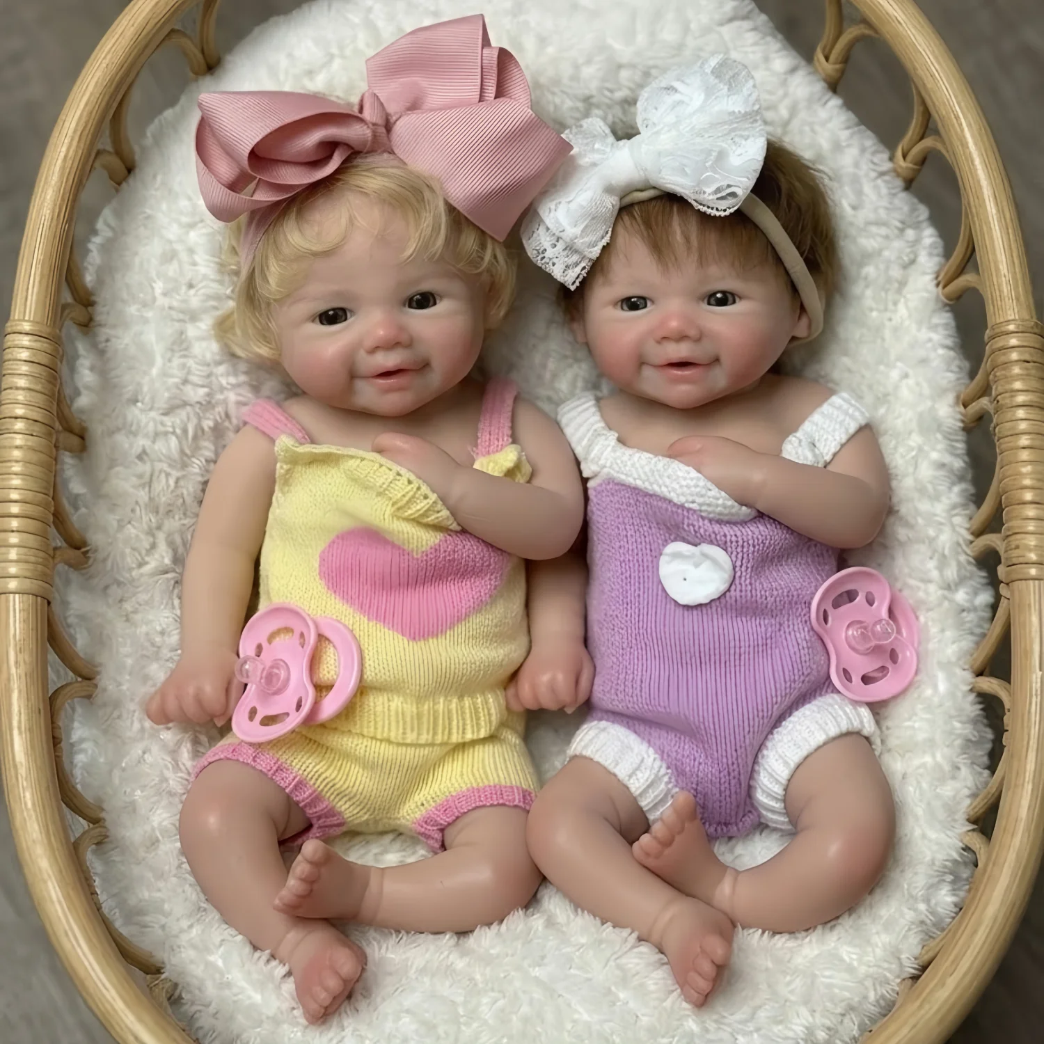 OtardDolls-1 PCS/2 스타일 비비안 33cm 오픈 마우스 실리콘 베베 리본 걸 인형 뿌리가 있는 머리카락 세척 가능한 신생아 인형