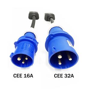 16A/32A CEE 블루 3핀 충전 어댑터 (테슬라 2세대 EV 충전기 모델 S 3 X Y 240V 산업용 플러그 변환기)