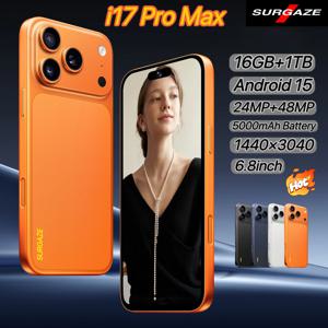 SURGAZE 고성능 I17 Pro Max 스마트폰 16GB+1TB 5000mAh 안드로이드15 4G 5G 듀얼심 글로벌 버전 휴대폰 출시
